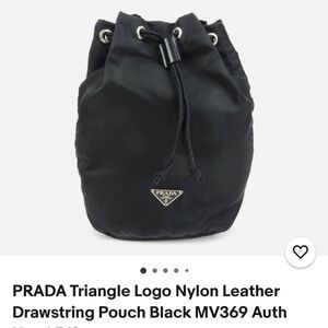 Prada Black Nylon Drawstring Backpack with Logo Plaque